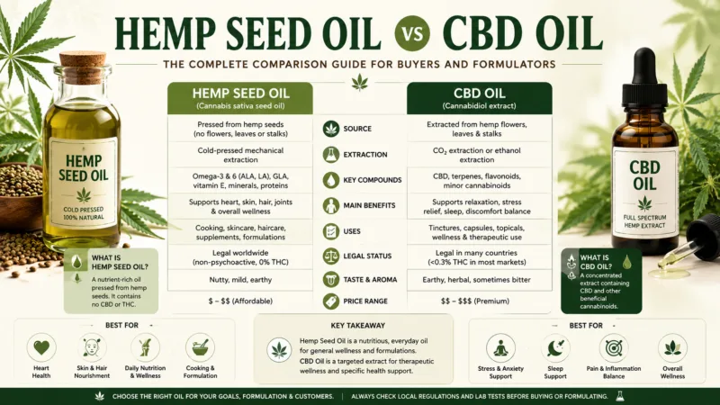Hanfsamenöl Vs. Cbd-Öl: Der Vollständige Vergleichsleitfaden Für Käufer Und Formulierer Hemp Seed Oil Vs Cbd Oil The Complete Comparison Guide For Buyers And Formulators
