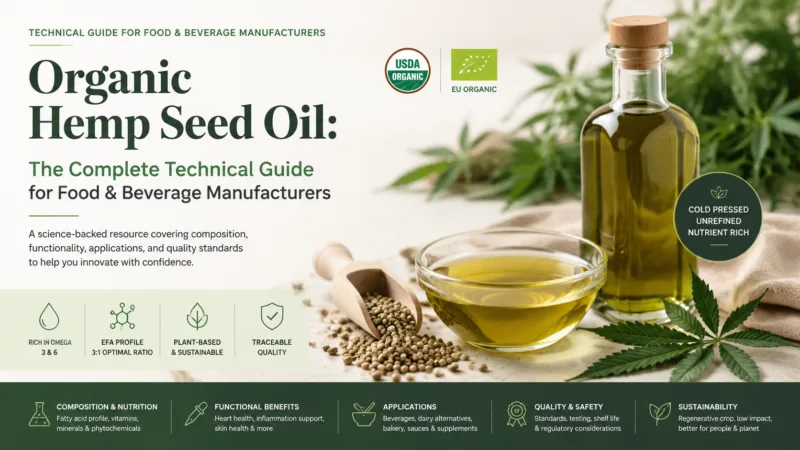 Bio-Hanfsamenöl: Der Vollständige Technische Leitfaden Für Lebensmittel- Und Getränkehersteller Organic Hemp Seed Oil: The Complete Technical Guide For Food &Amp; Beverage Manufacturers