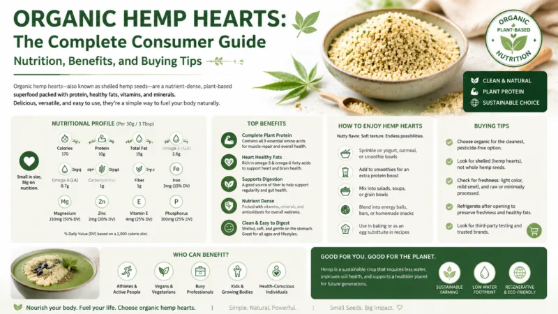 Bio-Hanfherzen: Der Vollständige Verbraucherleitfaden — Nährwerte, Vorteile Und Kauftipps Organic Hemp Hearts The Complete Consumer Guide -- Nutrition, Benefits, And Buying Tips