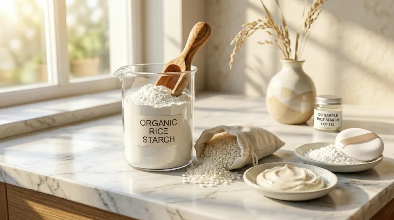 Anwendungen Von Bio-Reisstärkepulver: Lebensmittel-, Kosmetik- Und Industrieanwendungen Organic Rice Starch Powder Applications Food, Cosmetic, And Industrial Uses