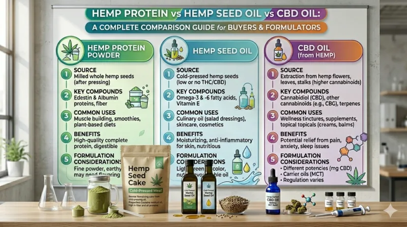 Hanfprotein Vs Hanfsamenöl Vs Cbd-Öl: Ein Vollständiger Vergleichsleitfaden Für Käufer Und Formulierer Hemp Protein Vs Hemp Seed Oil Vs Cbd Oil A Complete Comparison Guide For Buyers &Amp; Formulators