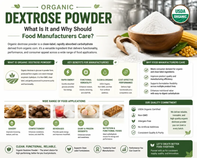 Organisches Dextrose-Pulver: Was Ist Es Und Warum Sollten Lebensmittelhersteller Es Beachten? Organic Dextrose Powder What Is It And Why Should Food Manufacturers Care
